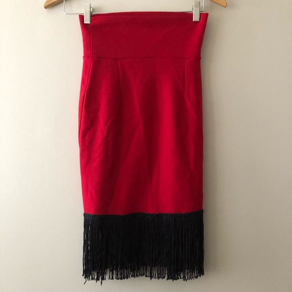 Vintage red and black fringe skirt - Picture 11 of 11